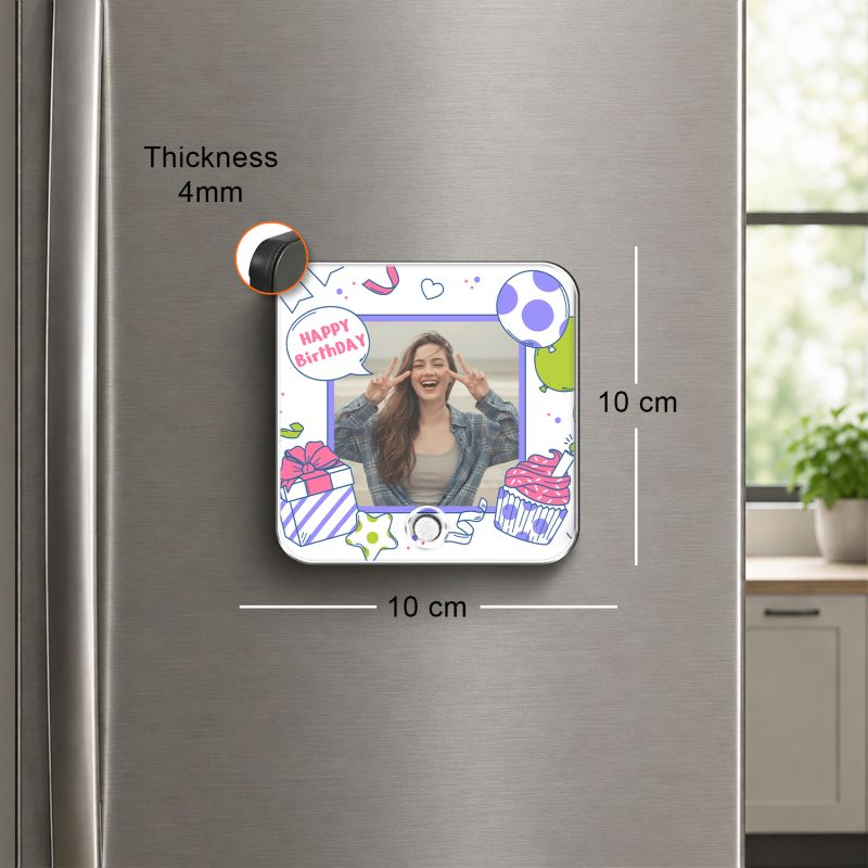 Customized Happy Birthday Musical Fridge Magnet with Music Speaker  Rechargeable Speaker with On/Off Button  Birthday Gift for Girlfriend, Sister, Best Friend